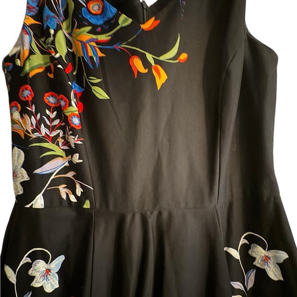 Eva Rose Black Floral V-Neck Fit & Flare 100% Cotton Retro Garden Party dress - Picture 6 of 15
